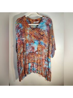 Mission Canyon Bohemian Multicolor  Top/Cover Up Art To Wear Size 0ne/22